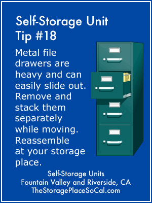 Self-Storage Tip 18: Remove metal file drawers.