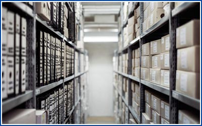 Metal Racks with Cardboard Storage Boxes