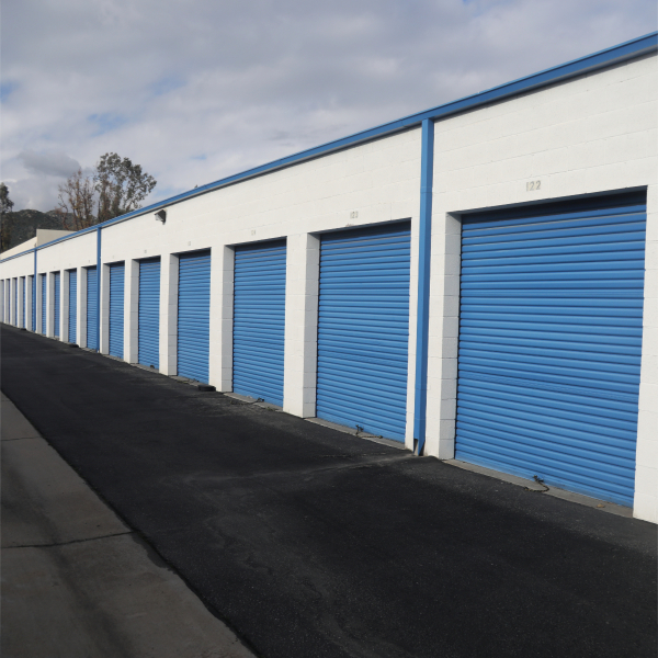 Blue Roll Up Self-Storage Doors